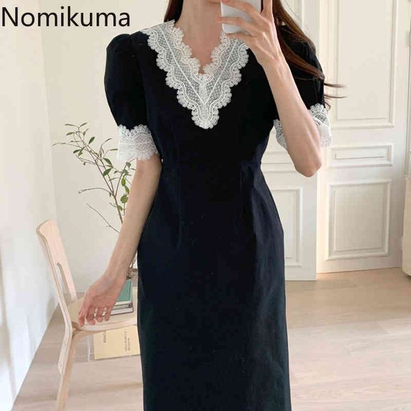 nomikuma korean chic woman dress lace patchwork puff sleeve v-neck vestidos femme bow tie slim waist elegant dresses 6h164 210427, Black;gray
nomikuma korean chic woman dress lace patchwork puff sleeve v-neck vestidos femme bow tie slim waist elegant dresses 6h164 210427, Black;gray