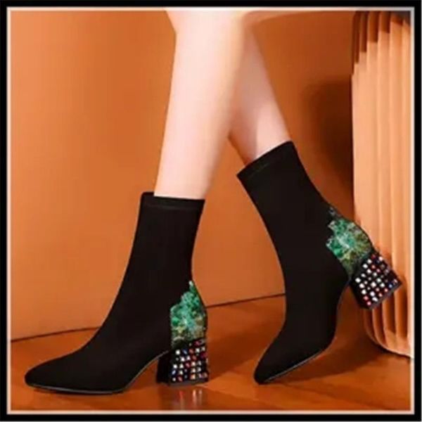 boots autumn winter 2021 thick heel slim women fashion slip on shoes female water drill middle tube suede elastic booties, Black
boots autumn winter 2021 thick heel slim women fashion slip on shoes female water drill middle tube suede elastic booties, Black