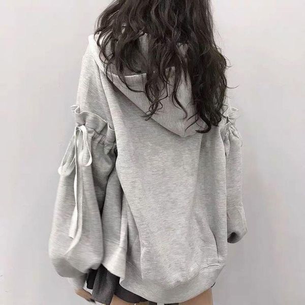 women's hoodies & sweatshirts solid hooded short coat autumn korean fashion preppy style bow tie wide loose long-sleeved sweatshirt, Black
women's hoodies & sweatshirts solid hooded short coat autumn korean fashion preppy style bow tie wide loose long-sleeved sweatshirt, Black