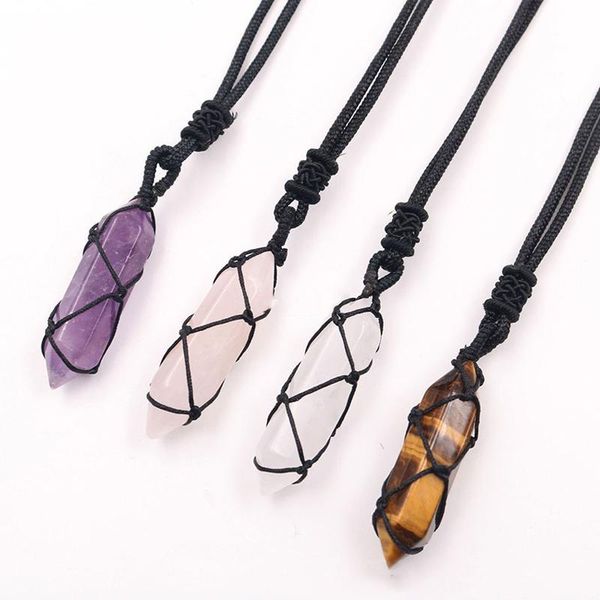 pendant necklaces rope wrap natural stone necklace pink quartz aventurine amethysts point hexagonal crystal pendulum women reiki, Silver
pendant necklaces rope wrap natural stone necklace pink quartz aventurine amethysts point hexagonal crystal pendulum women reiki, Silver