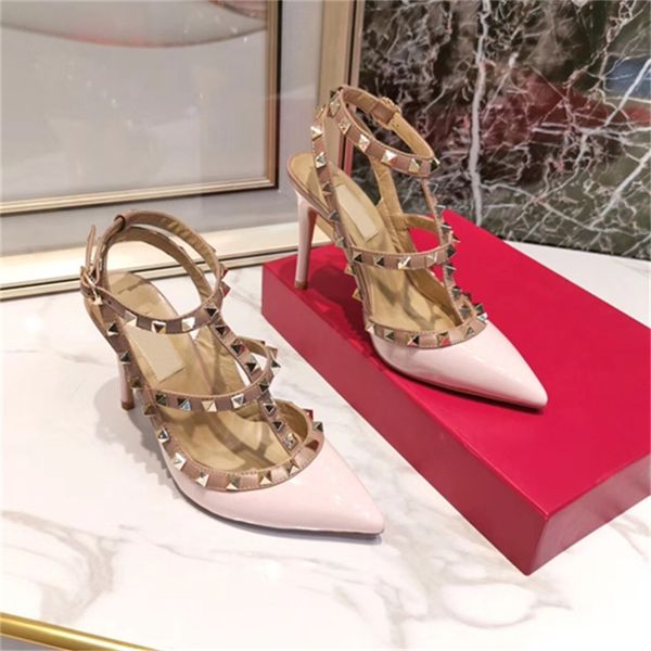 sandals women's leather nail sandals t-shaped summer high heel rivet shoes ladies party 9.5cm 10color with box 7ff3, Black
sandals women's leather nail sandals t-shaped summer high heel rivet shoes ladies party 9.5cm 10color with box 7ff3, Black