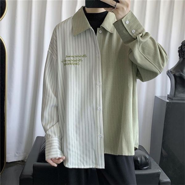 men's casual shirts spring and autumn men hong kong style vertical striped long-sleeved shirt korean trendy brand loose stitching, White;black
men's casual shirts spring and autumn men hong kong style vertical striped long-sleeved shirt korean trendy brand loose stitching, White;black
