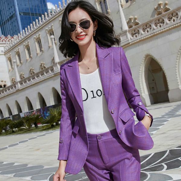 women's plus size autumn and winter female pants suit two-piece ladies office plaid jacket suit casual trousers 210527, White
women's plus size autumn and winter female pants suit two-piece ladies office plaid jacket suit casual trousers 210527, White