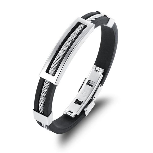 link, chain stainless steel square hollow twist hand-knitted rope hypoallergenic silicone men's bracelet pulseira masculina couro, Black
link, chain stainless steel square hollow twist hand-knitted rope hypoallergenic silicone men's bracelet pulseira masculina couro, Black