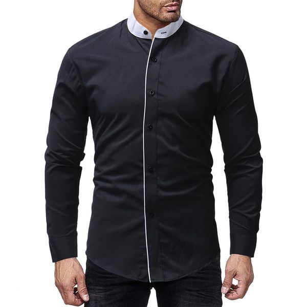 brand 2021 fashion male shirt long-sleeves pure color stand collar mens dress shirts slim men xxxl men's casual, White;black
brand 2021 fashion male shirt long-sleeves pure color stand collar mens dress shirts slim men xxxl men's casual, White;black