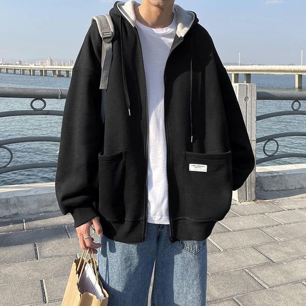men's hoodies & sweatshirts 2021 spring cotton cardigan fashion casual hooded sweatshirt men streetwear korean loose zipper hoodie mens, Black
men's hoodies & sweatshirts 2021 spring cotton cardigan fashion casual hooded sweatshirt men streetwear korean loose zipper hoodie mens, Black