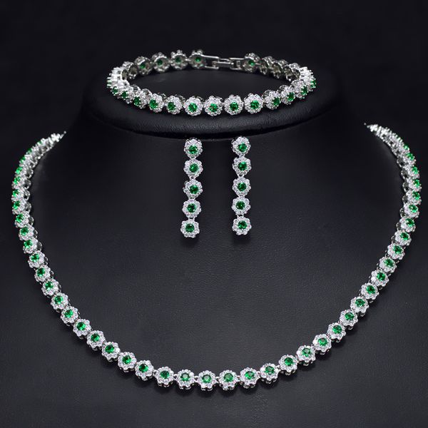fashionable and generous bride set earrings necklace bracelet three piece set 3a zircon platinum necklace anti allergy, Black
fashionable and generous bride set earrings necklace bracelet three piece set 3a zircon platinum necklace anti allergy, Black