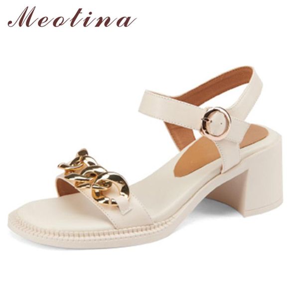 sandals meotina women genuine leather shoes thick high heels round toe chain buckle ladies footwear 2021 summer beige 40, Black
sandals meotina women genuine leather shoes thick high heels round toe chain buckle ladies footwear 2021 summer beige 40, Black