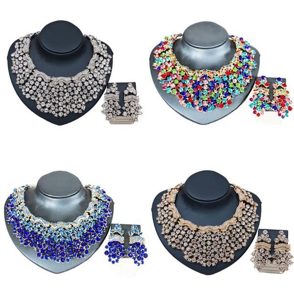 earrings & necklace women party bridal fine crystal rhinestone african beads jewelry sets for wedding dinner dress accessories, Silver
earrings & necklace women party bridal fine crystal rhinestone african beads jewelry sets for wedding dinner dress accessories, Silver
