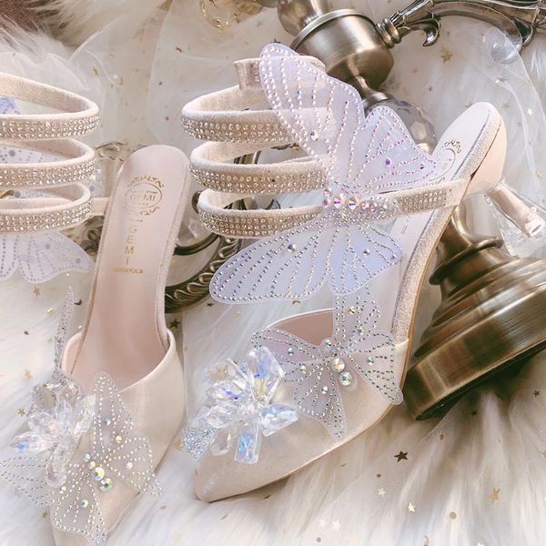 handmade women's shoes 21 spring and summer crystal diamond butterfly fairy high heel pointed versatile baotou sandals snake dress, Black
handmade women's shoes 21 spring and summer crystal diamond butterfly fairy high heel pointed versatile baotou sandals snake dress, Black