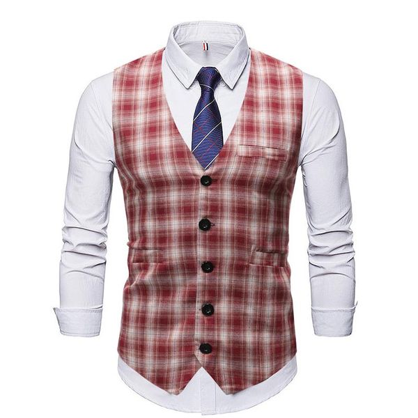 men's vests men suit vest vintage casual plaid single breasted mens waistcoat slim fit party wedding dress gilet homme, Black;white
men's vests men suit vest vintage casual plaid single breasted mens waistcoat slim fit party wedding dress gilet homme, Black;white