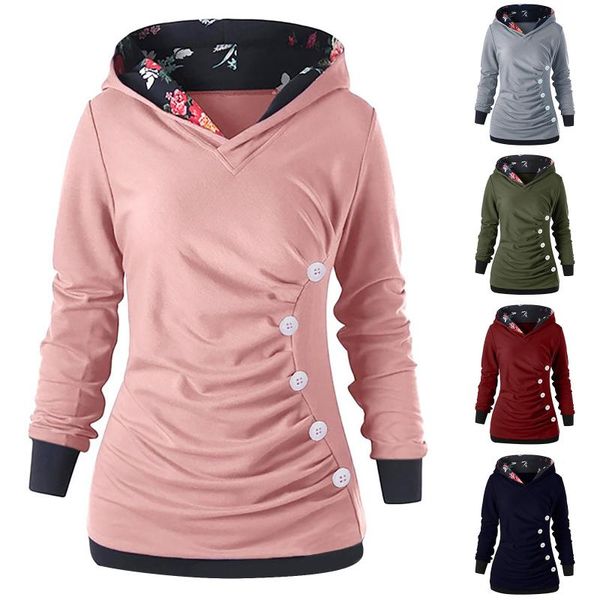 women's hoodies & sweatshirts hoodie women fashion long sleeve solid color pullover sweatshirt button folds sudaderas con capucha, Black
women's hoodies & sweatshirts hoodie women fashion long sleeve solid color pullover sweatshirt button folds sudaderas con capucha, Black