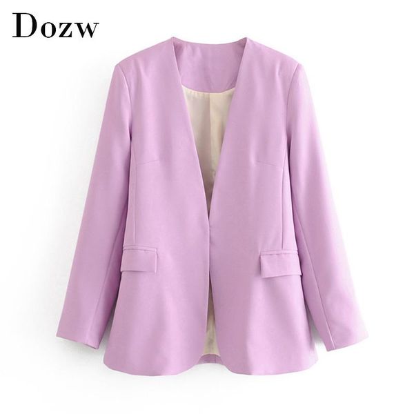 chic v neck blazer women solid long sleeve casual suit jacket 2021 ladies office wear purple coat with pockets women's suits & blazers, White;black
chic v neck blazer women solid long sleeve casual suit jacket 2021 ladies office wear purple coat with pockets women's suits & blazers, White;black