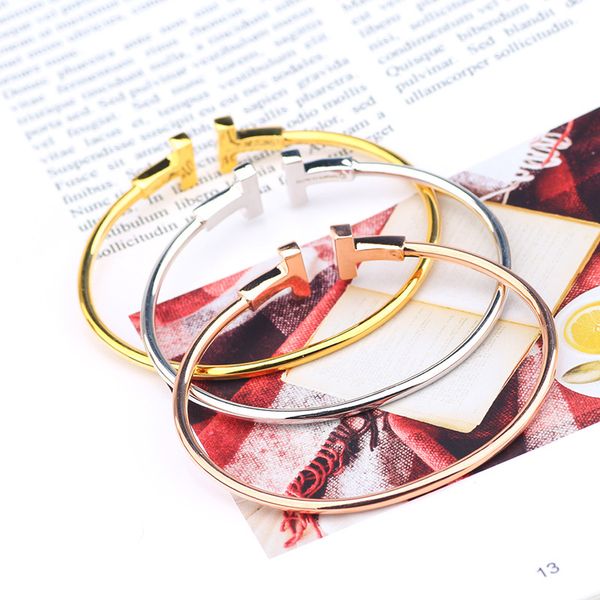 fashion all-match simple double t-shaped bangle bracelet with diamond opening, women's small fresh hand stainless steel jewelry does no, Black
fashion all-match simple double t-shaped bangle bracelet with diamond opening, women's small fresh hand stainless steel jewelry does no, Black