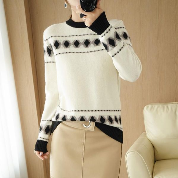 women's sweaters autumn winter ethnic style jacquard color matching knitted pullover women loose korean long-sleeved wild pure wool swe, White;black
women's sweaters autumn winter ethnic style jacquard color matching knitted pullover women loose korean long-sleeved wild pure wool swe, White;black