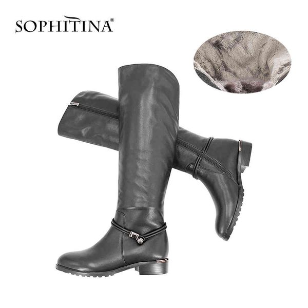 sophitina women square heel knee-hight boots basic round toe cow leather shoe with fur wool lining handmade warm boots b31 210513, Black
sophitina women square heel knee-hight boots basic round toe cow leather shoe with fur wool lining handmade warm boots b31 210513, Black