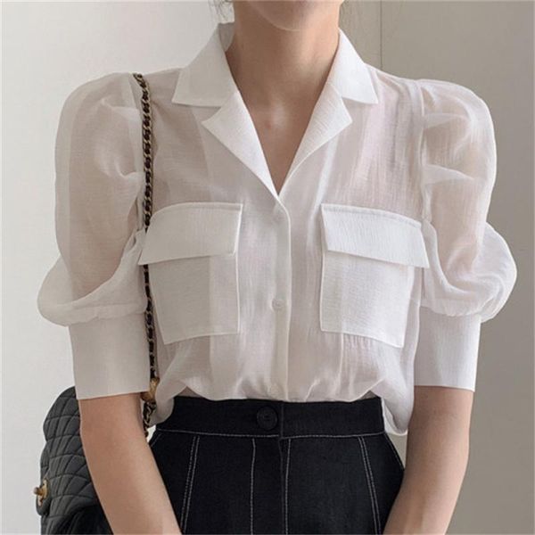 women's blouses & shirts hzirip office lady solid short-sleeved plus size all-match 2021 chic summer ol gentle casual puff sleeve femme, White
women's blouses & shirts hzirip office lady solid short-sleeved plus size all-match 2021 chic summer ol gentle casual puff sleeve femme, White