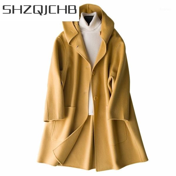 elegant winter coat women 100% natural wool female autumn cashmere hooded clothes long warm woolen jakcet hiver women's & blends, Black
elegant winter coat women 100% natural wool female autumn cashmere hooded clothes long warm woolen jakcet hiver women's & blends, Black