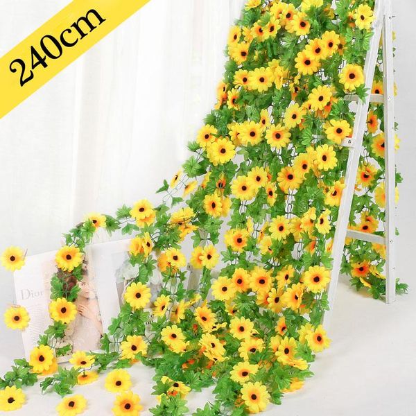 decorative flowers & wreaths 240cm artificial fake silk sunflower ivy vine with green leaves hanging garland home garden fences party decora
decorative flowers & wreaths 240cm artificial fake silk sunflower ivy vine with green leaves hanging garland home garden fences party decora