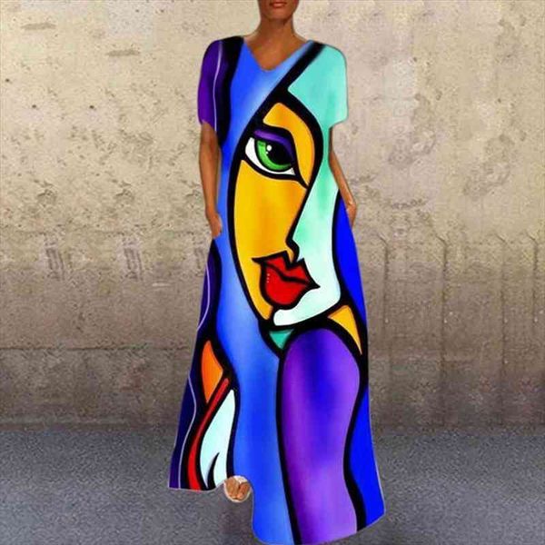 elegant abstract girl cartoon printed dress women vintage v-neck long party dresses casual short sleeve pocket a-line dresses, Black;gray
elegant abstract girl cartoon printed dress women vintage v-neck long party dresses casual short sleeve pocket a-line dresses, Black;gray