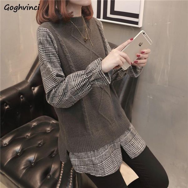 women's sweaters women winter patchwork plaid flare-sleeve pullovers korean-style loose fake two pieces knitting rhombus trendy casual, White;black
women's sweaters women winter patchwork plaid flare-sleeve pullovers korean-style loose fake two pieces knitting rhombus trendy casual, White;black