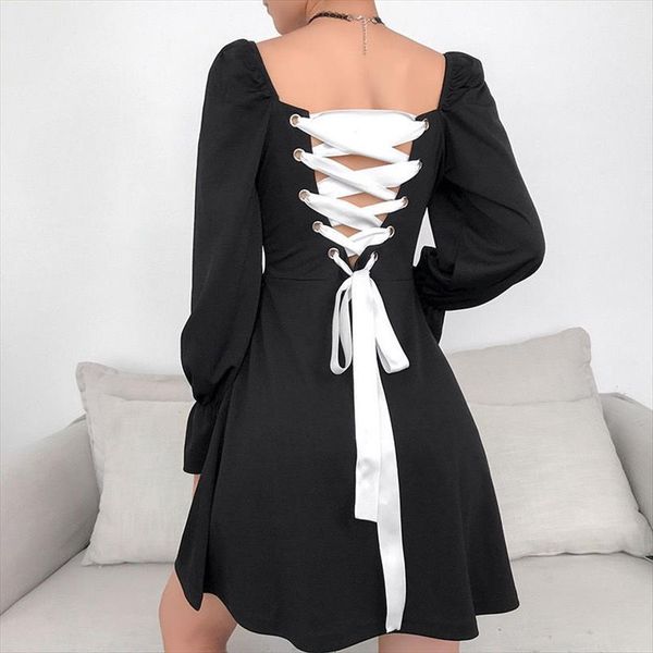 vintage black goth clothes womens dresses backless bandage with long sleeve off shoulder puff elegant tunics, Black;gray
vintage black goth clothes womens dresses backless bandage with long sleeve off shoulder puff elegant tunics, Black;gray