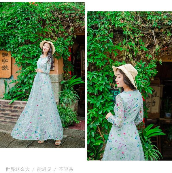 casual dresses 2021 summer mesh print floral lace dress women long sleeve bohemian fairy lady, Black;gray
casual dresses 2021 summer mesh print floral lace dress women long sleeve bohemian fairy lady, Black;gray