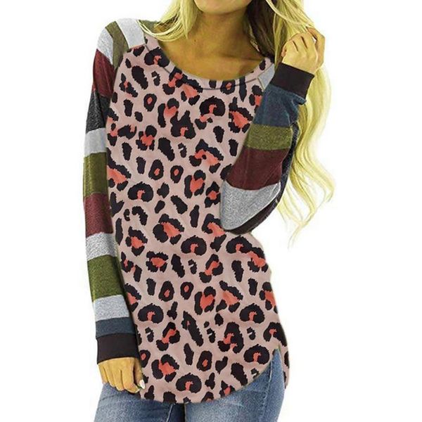 women's t-shirt fashionable women round neck soft long sleeve girls color block leopard print tunic casual, White
women's t-shirt fashionable women round neck soft long sleeve girls color block leopard print tunic casual, White