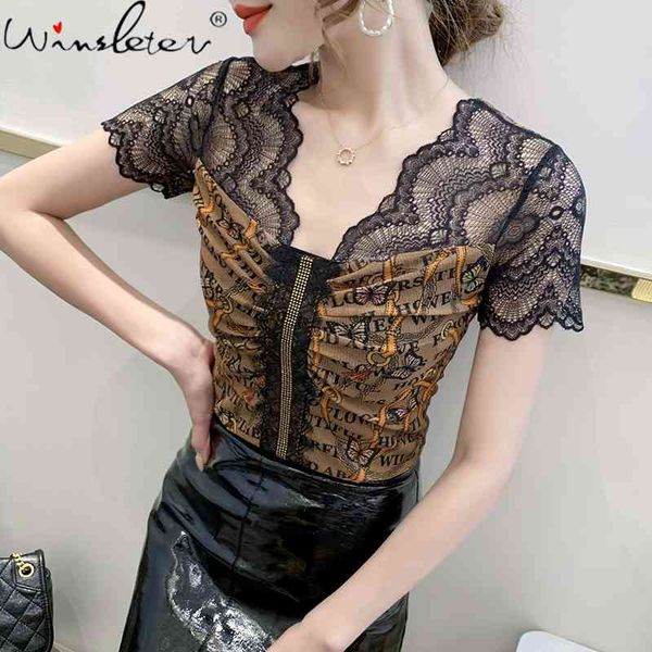 women's t-shirt summer korean style girls fashion v-neck mesh patchwork lace print leopard women short sleeve tees t1291, White
women's t-shirt summer korean style girls fashion v-neck mesh patchwork lace print leopard women short sleeve tees t1291, White