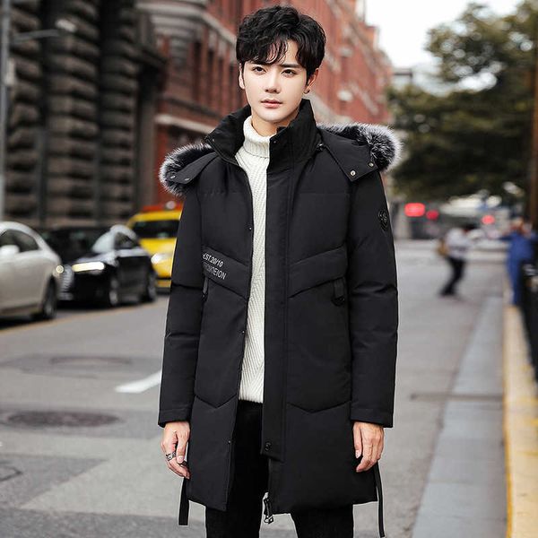 long down et men's 2021 winter fur collar hooded medium white duck thickened warm suit, Black
long down et men's 2021 winter fur collar hooded medium white duck thickened warm suit, Black