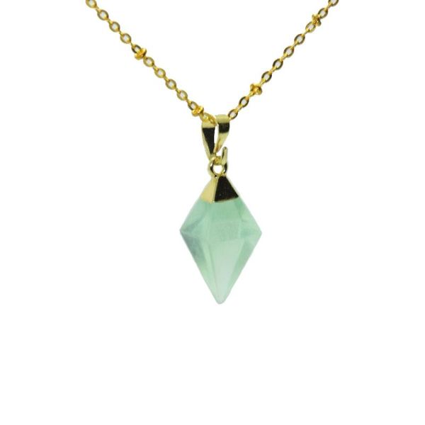 pendant necklaces 1pc fashion jewelry natural stone rhombus gold point girl necklace green fluorite chain for women gift, Silver
pendant necklaces 1pc fashion jewelry natural stone rhombus gold point girl necklace green fluorite chain for women gift, Silver