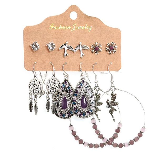 6 sets of tassel dangle earrings for women girls retro stud earring bohemian jewelry gifts, Silver
6 sets of tassel dangle earrings for women girls retro stud earring bohemian jewelry gifts, Silver