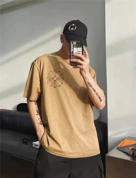 21 summer ch kro sanskrit metal cross heavy industry stamping printing short sleeve fashion brand casual c, White;black
21 summer ch kro sanskrit metal cross heavy industry stamping printing short sleeve fashion brand casual c, White;black