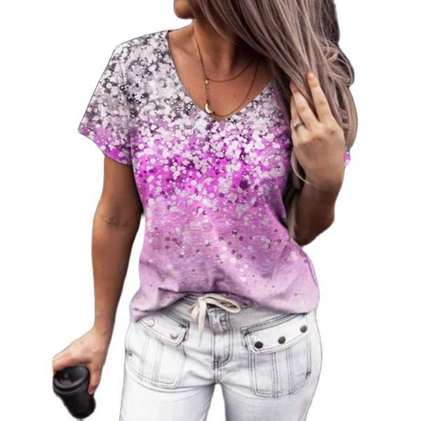 summer gradient printed loose t-shirts women v neck short sleeve tees plus size fashion digital print tshirt 210526, White
summer gradient printed loose t-shirts women v neck short sleeve tees plus size fashion digital print tshirt 210526, White