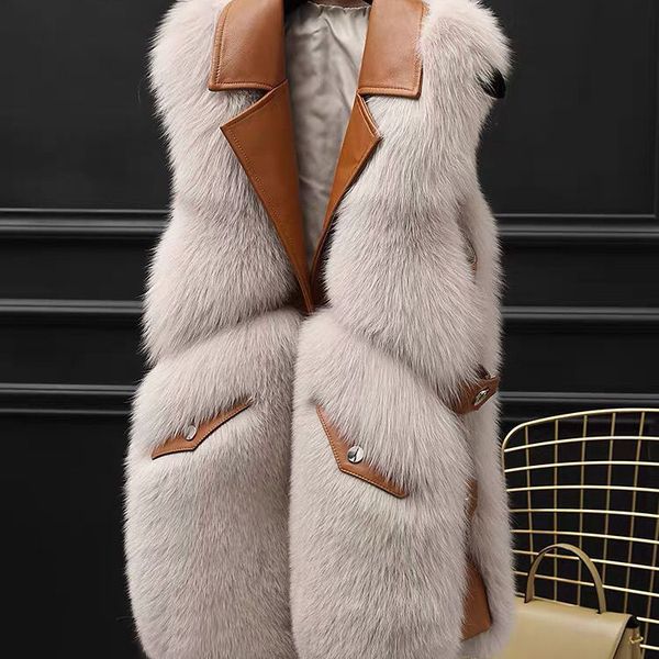 2021 autumn and winter new women's suit collar medium long imitation f-o-x fur grass thin vest coat, Black
2021 autumn and winter new women's suit collar medium long imitation f-o-x fur grass thin vest coat, Black
