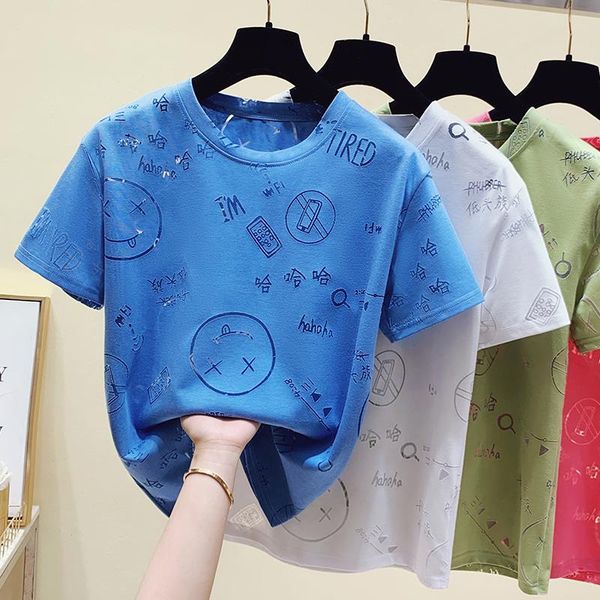 women's t-shirt short sleeve white t shirt women clothing green printed summer graphic hip hop tee blue korean 2021
women's t-shirt short sleeve white t shirt women clothing green printed summer graphic hip hop tee blue korean 2021