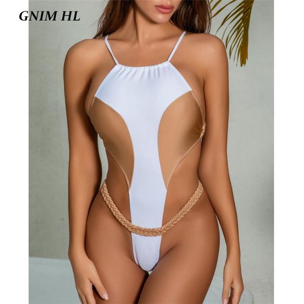 women's swimwear gnim one piece bikini women 2021 backless stitching color bathing suit thong brazilian swimsuit biquini set, White;black
women's swimwear gnim one piece bikini women 2021 backless stitching color bathing suit thong brazilian swimsuit biquini set, White;black