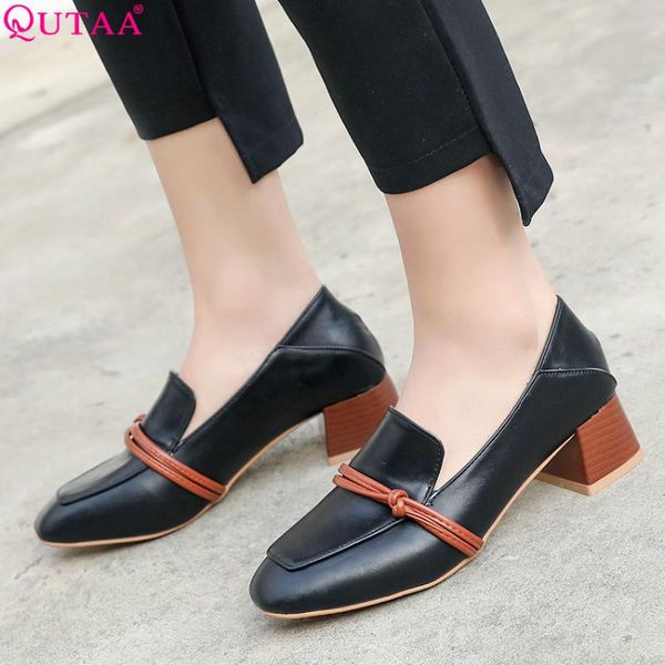 dress shoes qutaa 2021 women pumps fashion square heel pu leather platform slip on elegant spring/autumn size 34-43, Black
dress shoes qutaa 2021 women pumps fashion square heel pu leather platform slip on elegant spring/autumn size 34-43, Black