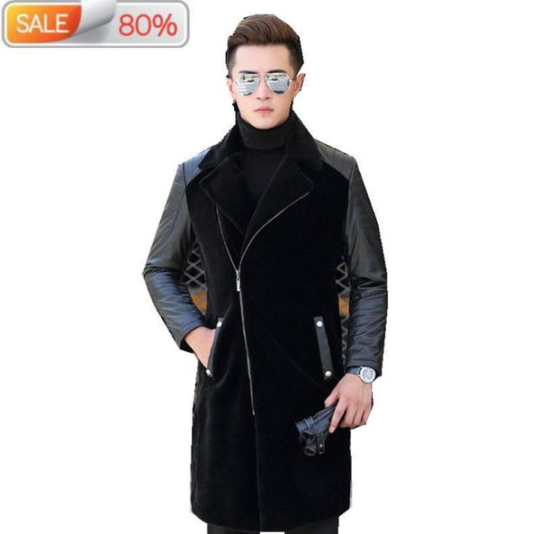 men's leather & faux natural sheep shearling fur coats winter jacket men genuine sheepskin long jackets plus size coat 16019 nd751, Black
men's leather & faux natural sheep shearling fur coats winter jacket men genuine sheepskin long jackets plus size coat 16019 nd751, Black