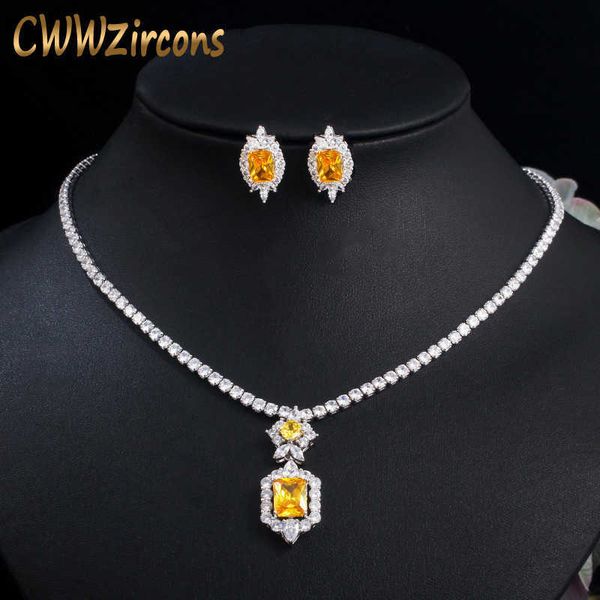 shiny yellow cubic zirconia stone round tennis necklace and earrings set for women party dress jewelry accessory t443 210714, Silver
shiny yellow cubic zirconia stone round tennis necklace and earrings set for women party dress jewelry accessory t443 210714, Silver