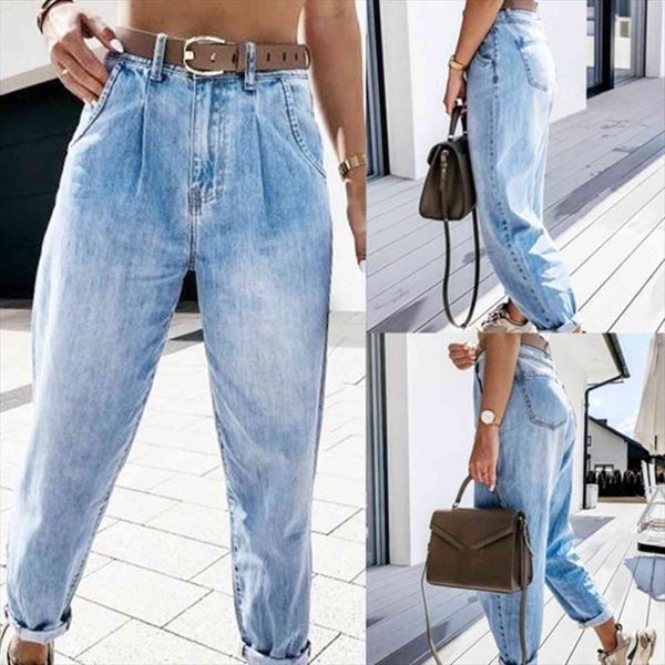 full length pants high waist women jean washed pockets bleached fashion casual trousers, Blue
full length pants high waist women jean washed pockets bleached fashion casual trousers, Blue
