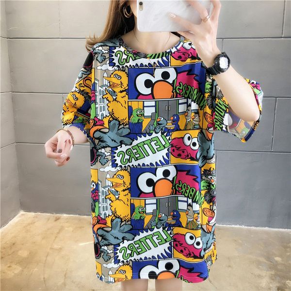 qrwr t shirts women 2021 korean o ne casual straight cartoon print loose summer short sleeve t shirt with letter print, Black;pink
qrwr t shirts women 2021 korean o ne casual straight cartoon print loose summer short sleeve t shirt with letter print, Black;pink