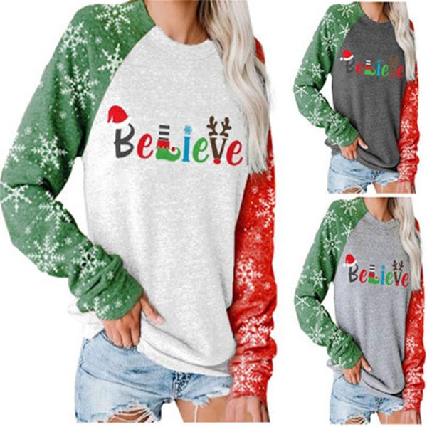 5 colors womens t-shirt merry chritsmas color believe print patchwork t shirts women autumn new o-neck tee raglan sleeve clothes femme, White
5 colors womens t-shirt merry chritsmas color believe print patchwork t shirts women autumn new o-neck tee raglan sleeve clothes femme, White