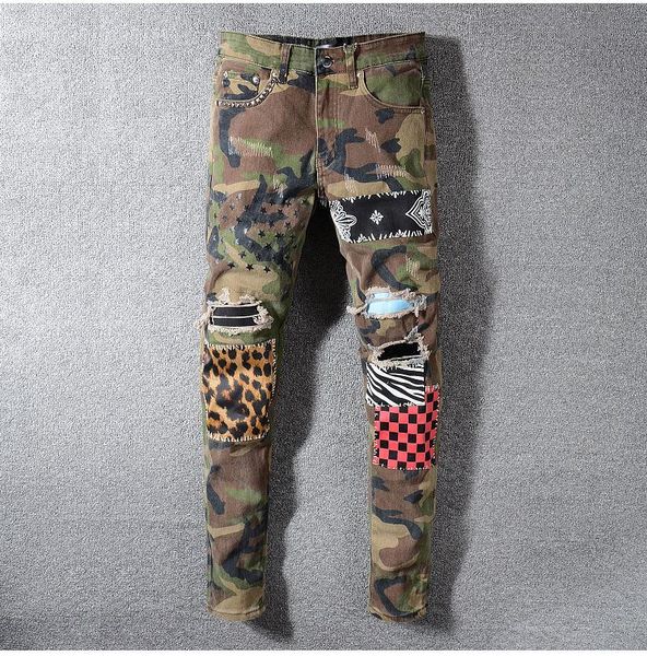 men's jeans stars printed slim rivet holes ripped stretch denim pants plaid trousers camouflage leopard patchwork, Blue
men's jeans stars printed slim rivet holes ripped stretch denim pants plaid trousers camouflage leopard patchwork, Blue