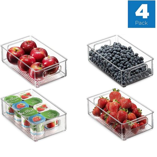 set of 4 refrigerator organizer bins - stackable fridge organizers with cutout handles for er, kitchen, counter storage bottles & j
set of 4 refrigerator organizer bins - stackable fridge organizers with cutout handles for er, kitchen, counter storage bottles & j