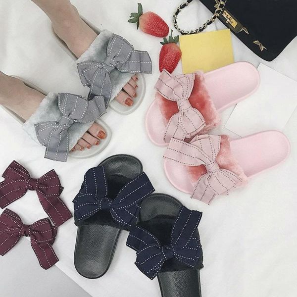 faux fur slides slippers indoor outdoor bow furry female home winter women flat slipper shoes size 40, Black
faux fur slides slippers indoor outdoor bow furry female home winter women flat slipper shoes size 40, Black