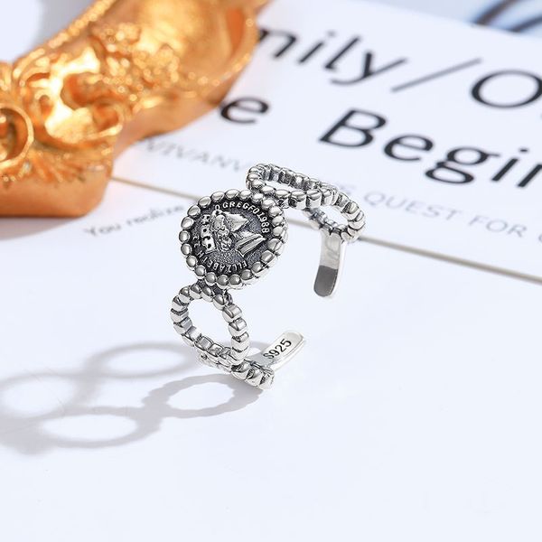 ring south korean s925 sterling silver worn out queen's head open female fashion trend
ring south korean s925 sterling silver worn out queen's head open female fashion trend