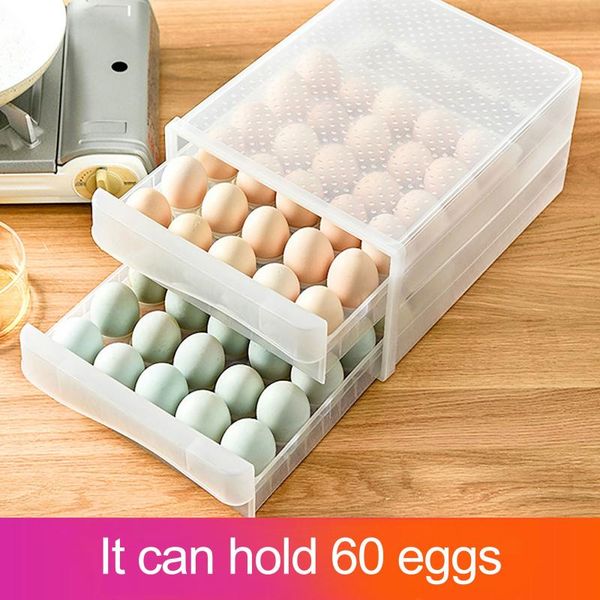 plastic eggs container fridge storage box stackable transparent suitable for large quantity (60 eggs) bottles & jars
plastic eggs container fridge storage box stackable transparent suitable for large quantity (60 eggs) bottles & jars