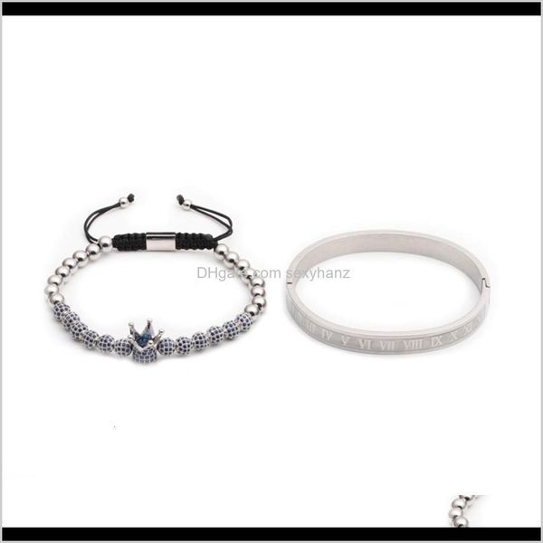 other bracelets drop delivery 2021 roman alphabet micro inlaid with zircon jewelry crown knitting adjustable bracelet suit for men 4jehw, Golden;silver
other bracelets drop delivery 2021 roman alphabet micro inlaid with zircon jewelry crown knitting adjustable bracelet suit for men 4jehw, Golden;silver
