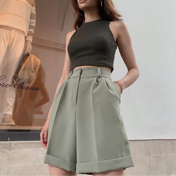 women's shorts trousers 2021 flanging with pockets, zipper buttons, solid color fashion casual shorts, street shooting, White;black
women's shorts trousers 2021 flanging with pockets, zipper buttons, solid color fashion casual shorts, street shooting, White;black
